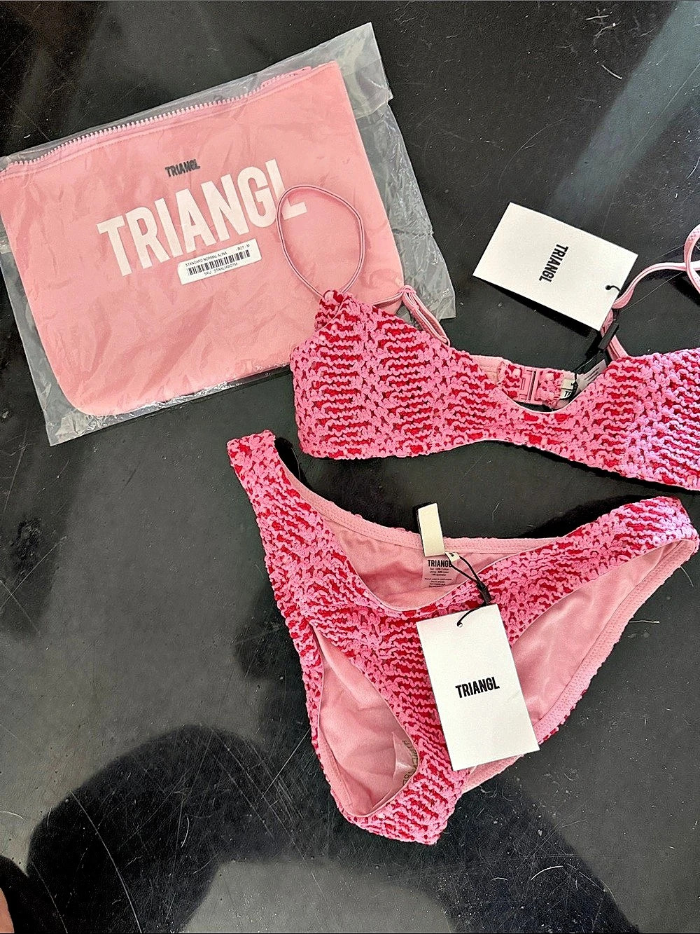Triangl Maia Alina Pink Crochet Scoop Bikini Set